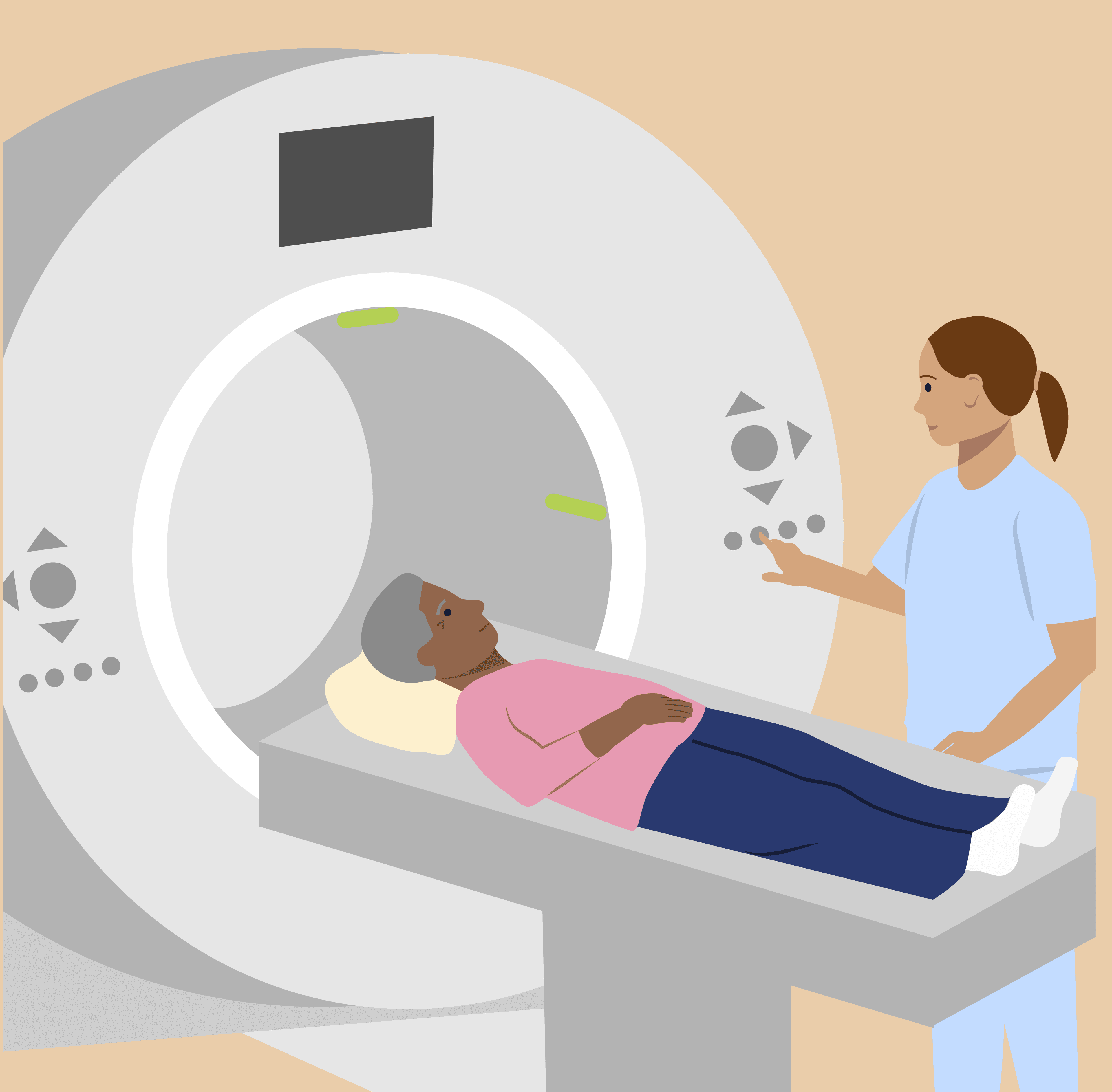 An illustration of someone receiving cancer treatment.