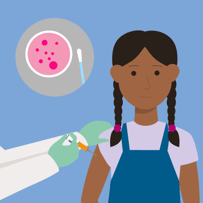 An illustration of someone receiving a vaccine.