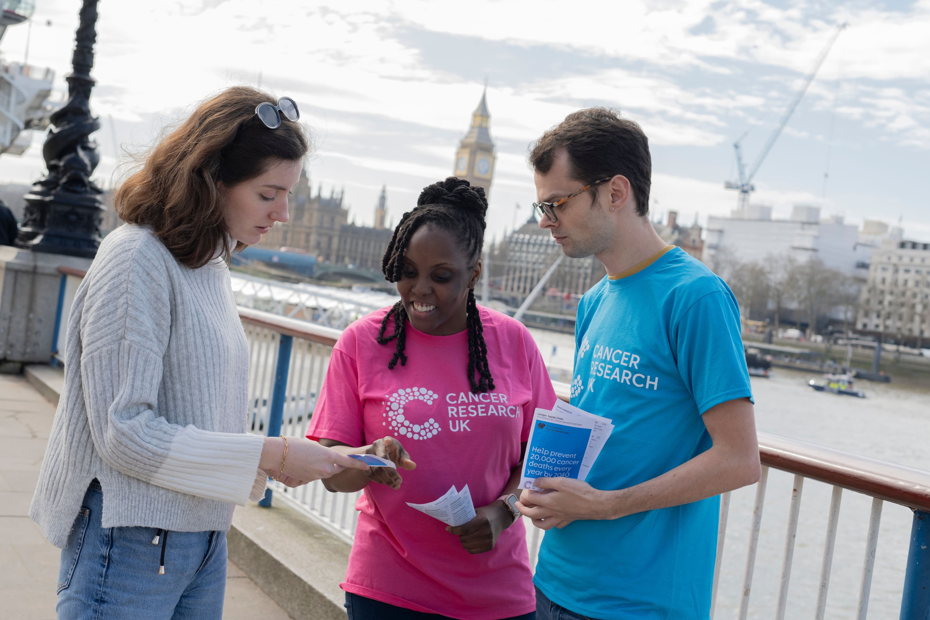 A photo of three Cancer Research UK Campaigns Ambassadors.