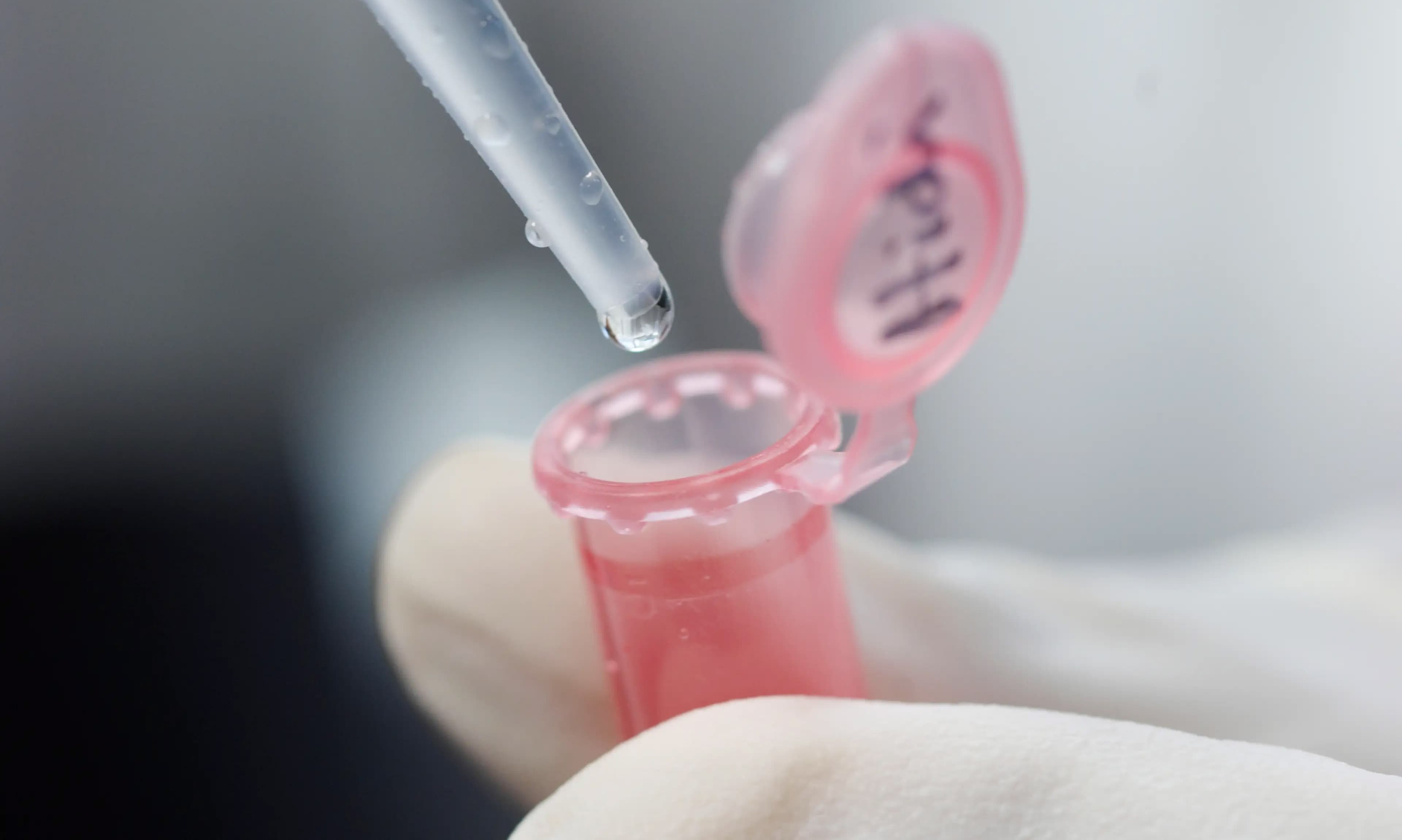 A pipette dropping a clear liquid into a test tube.