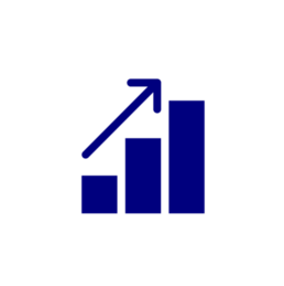 navy icon of chart depicting trends
