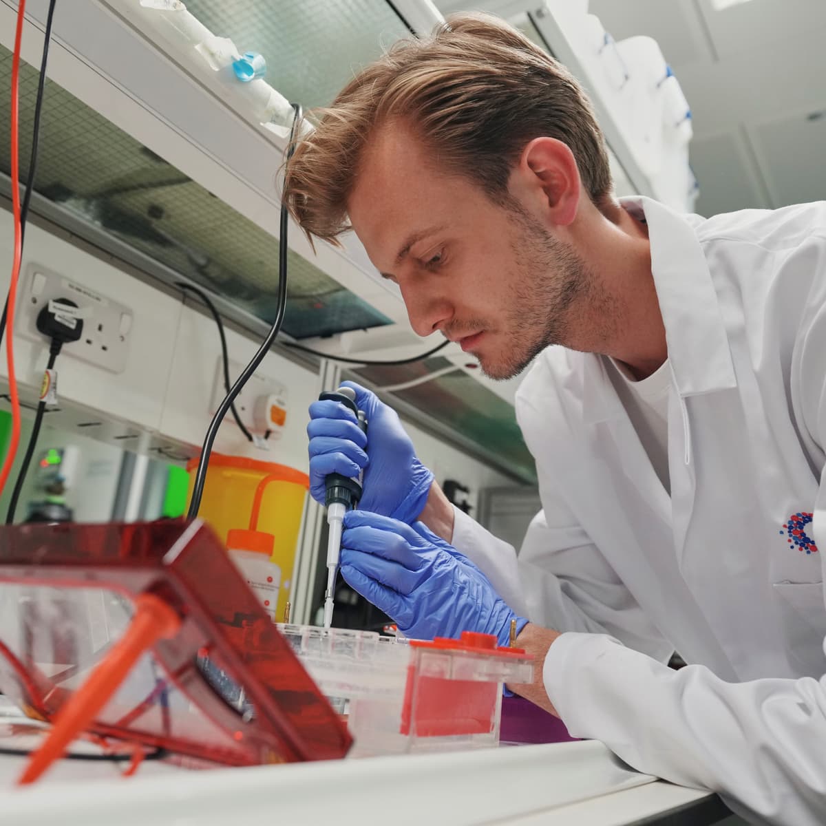 Researcher working in a lab.